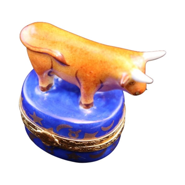 Treasured French collectible: Taurus Zodiac Limoges box, painted by hand