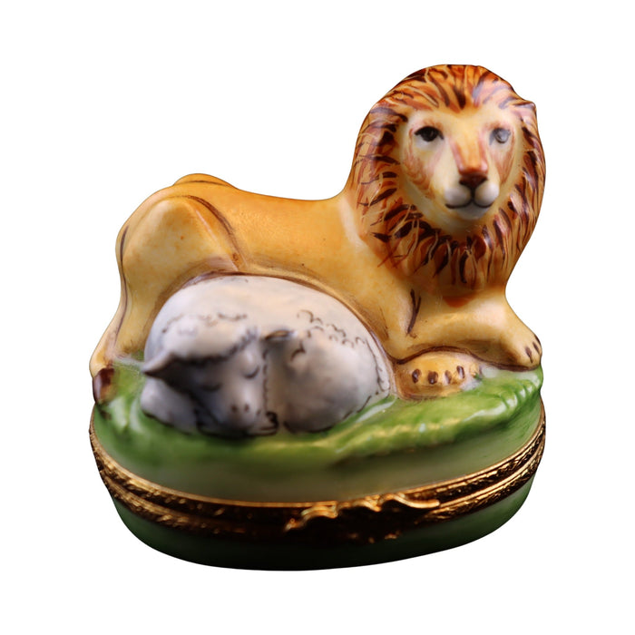 Limoges Boutique presents the Lion and Lamb Jewish Christian, a genuine Limoges box painted by hand in France