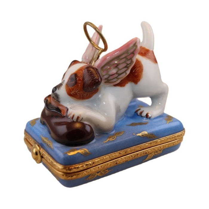 Limoges Boutique presents the Angel Puppy Dog, a genuine Limoges box painted by hand in France