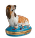 Basset Hound with first-aid kit, hand-painted Limoges porcelain box by Artoria, view 3