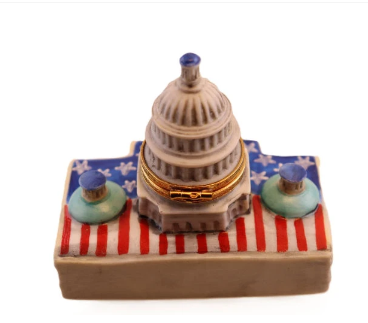 Capitol Building hand-painted Limoges porcelain box by Artoria, view 4