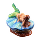 Mermaid on shell with pearl inside, hand-painted Limoges porcelain box by Artoria, view 3