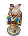 Wizard with owl and crystal ball, hand-painted Limoges porcelain box by Artoria, open view