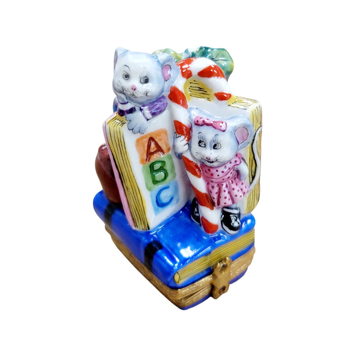 ABC Mice Limoges Box for Collectors Porcelain Limoges Mice Baby Kids French Trinket Box