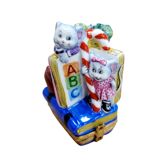 ABC Mice Limoges Box for Collectors Porcelain Limoges Mice Baby Kids French Trinket Box