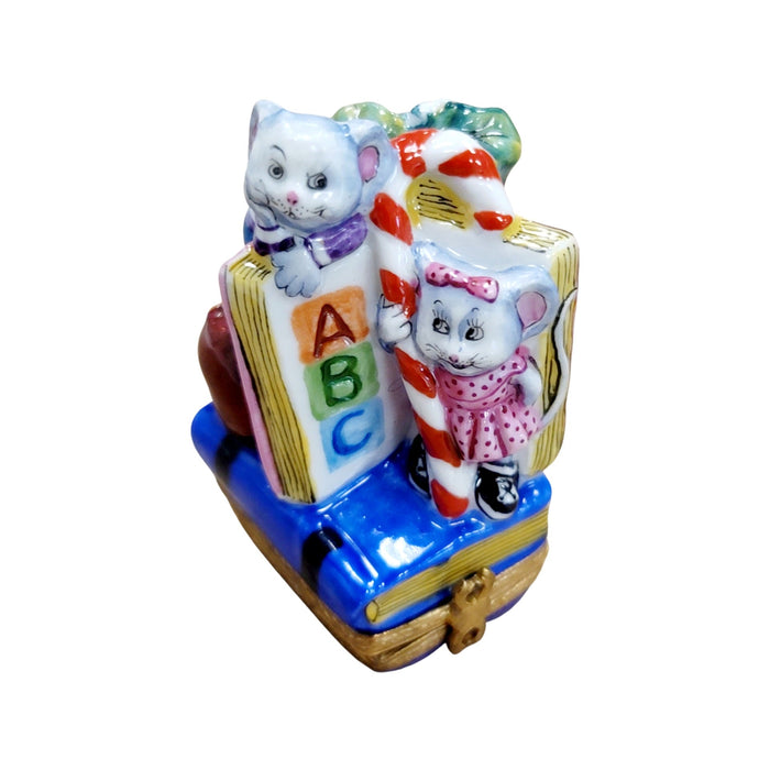 ABC Mice Limoges Box for Collectors Porcelain Limoges Mice Baby Kids French Trinket Box