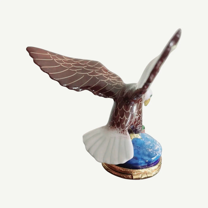 American Bald Eagle Box for Bird Lovers Porcelain Limoges bird united states patriotic French Trinket Box