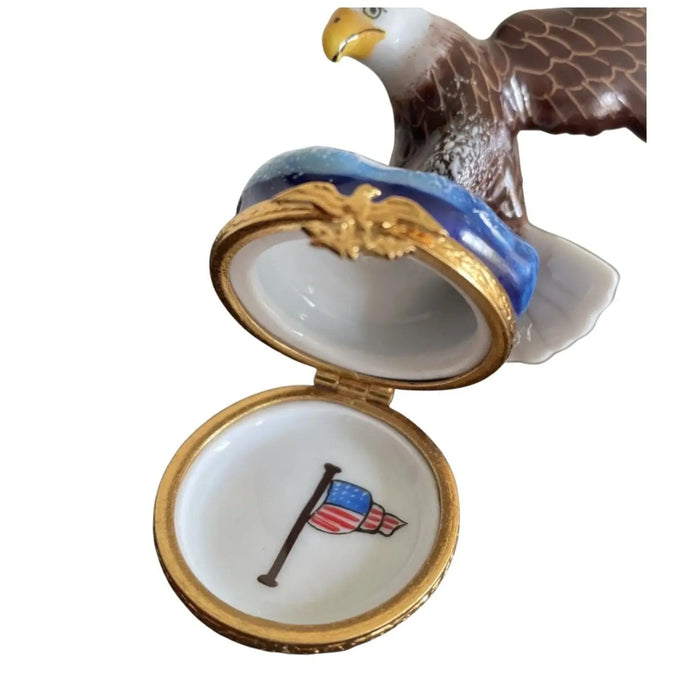 American Bald Eagle Box for Bird Lovers Porcelain Limoges bird united states patriotic French Trinket Box