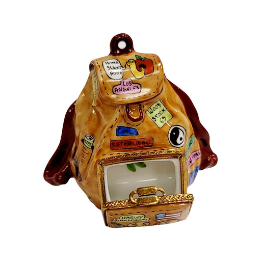 American Flag Backpack Figurine for Freedom Lovers Porcelain Limoges United states purses patriotic French Trinket Box