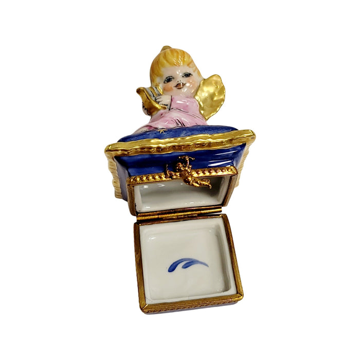 Angel with Harp Limoges Box for Collectors Porcelain Limoges Angel music French Trinket Box