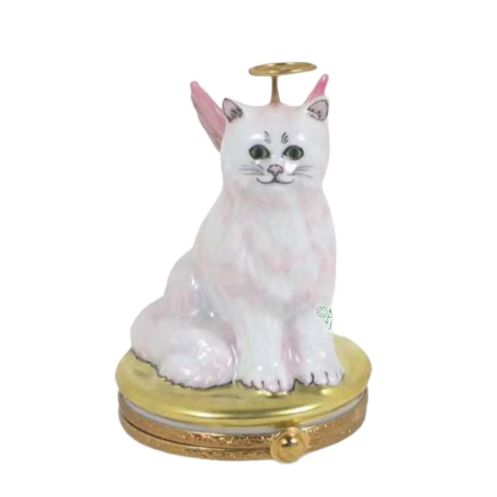 Angelic Cat Limoges Box for Cat Lovers Porcelain Limoges Angel cat French Trinket Box