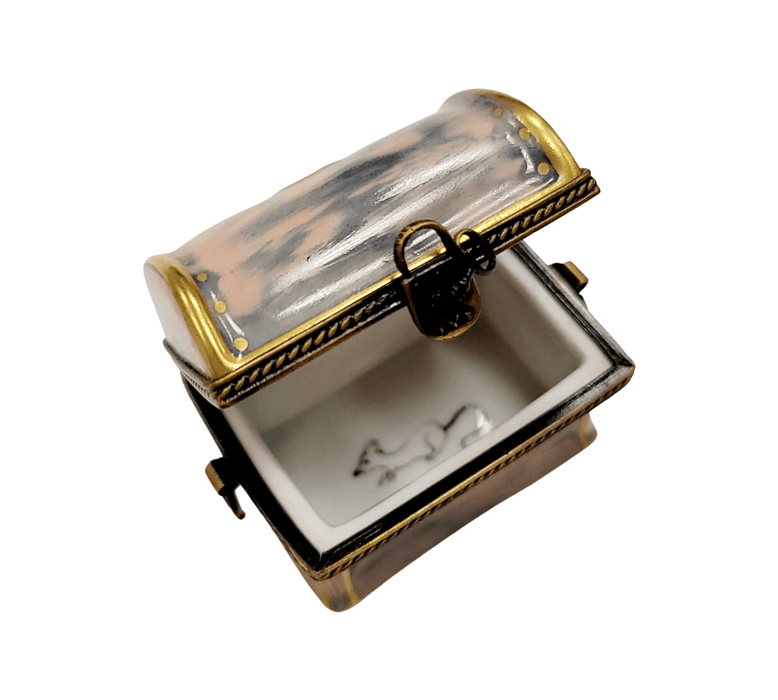 Antique Bronze Trunk Limoges Box for Collectors Porcelain Limoges furniture French Trinket Box