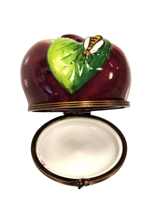 Apple and Bee Limoges Box for Fall Enthusiasts Porcelain Limoges fruit French Trinket Box