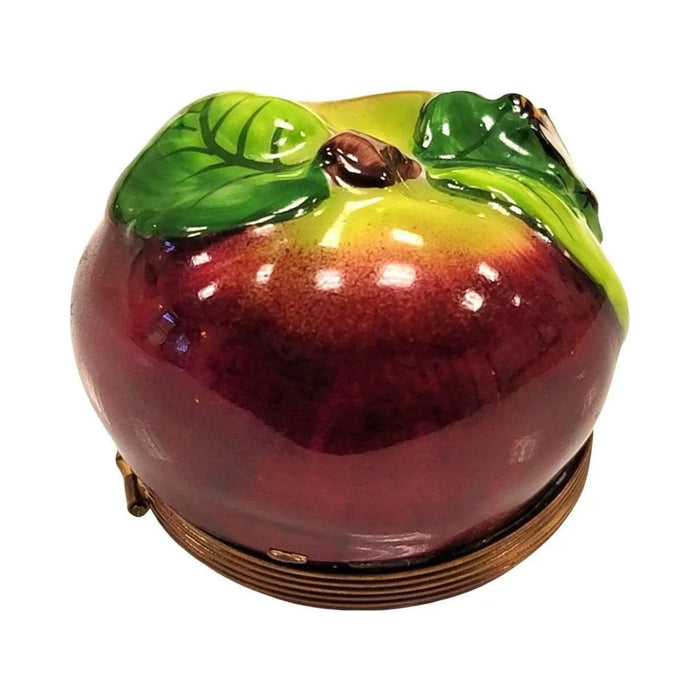 Collectible Apple with Bee Limoges box with artisan brushwork