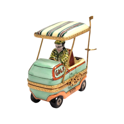Aqua Man Golf Cart Figurine for Collectors Porcelain Limoges golf French Trinket Box