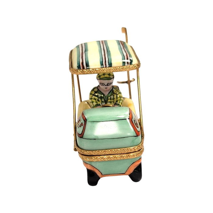 Aqua Man Riding Golf Cart Sports Limoges Box Porcelain Figurine-sports golf limoges box-CH7N238