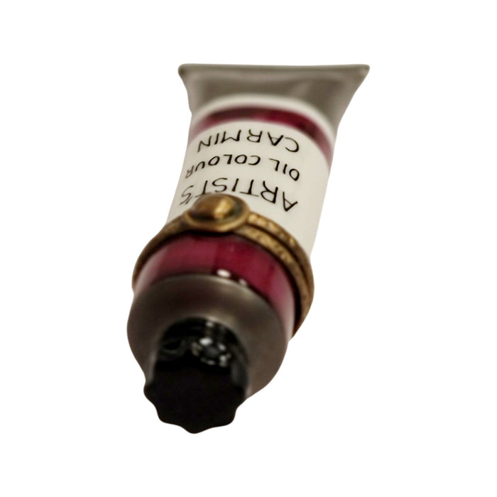 Artisan Red Paint Tube Box for Art Lovers Porcelain Limoges Fine Art French Trinket Box