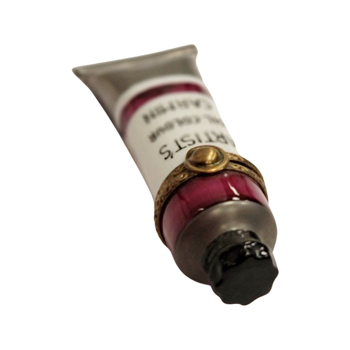 Artisan Red Paint Tube Box for Art Lovers Porcelain Limoges Fine Art French Trinket Box