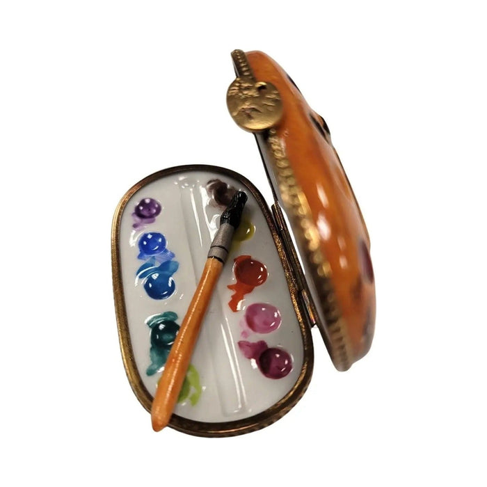 Every brushstroke by hand on the Artist Paint Palette Watercolors Paint Brush Limoges box from France