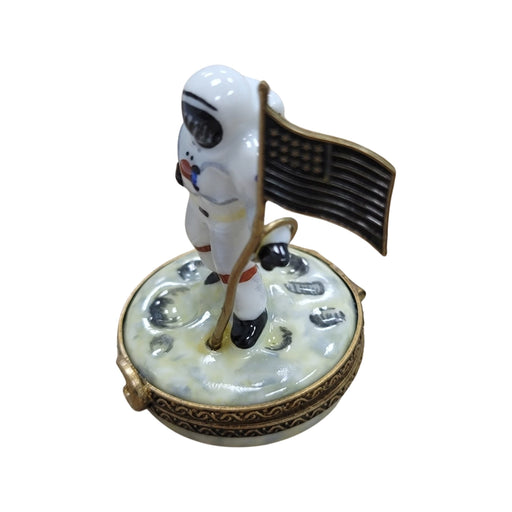 Astronaut American Flag Moon Limoges Box Porcelain Figurine-united states professional-CH6D247