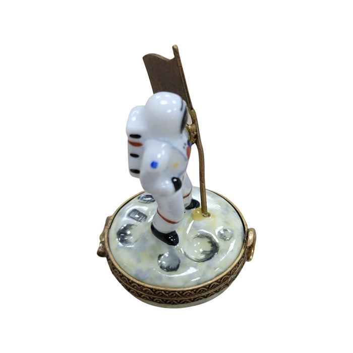 Astronaut American Flag Moon Limoges Box Porcelain Figurine-united states professional-CH6D247