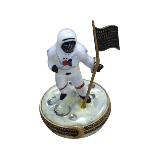 Astronaut Saluting Flag for Collectors Porcelain Limoges united states professional French Trinket Box