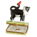 Black Cat with Red Bird for Animal Lovers Porcelain Limoges Cat French Trinket Box