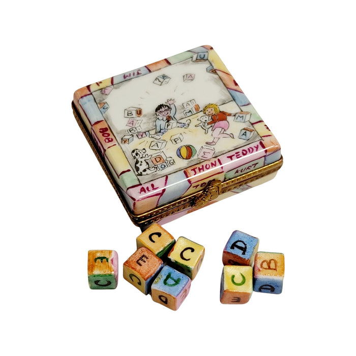 Baby Blocks Limoges Box for Kids Porcelain Limoges baby French Trinket Box