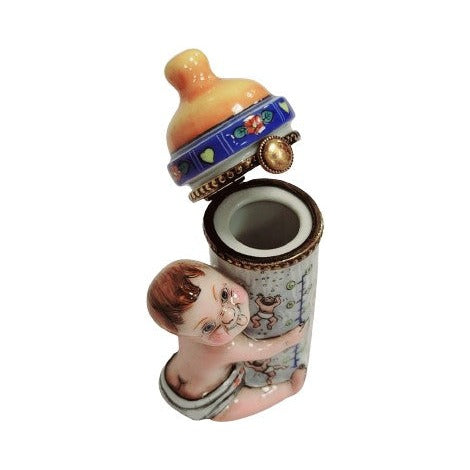 Baby Bottle for New Parents Limoges box, an heirloom-quality piece for collectors
