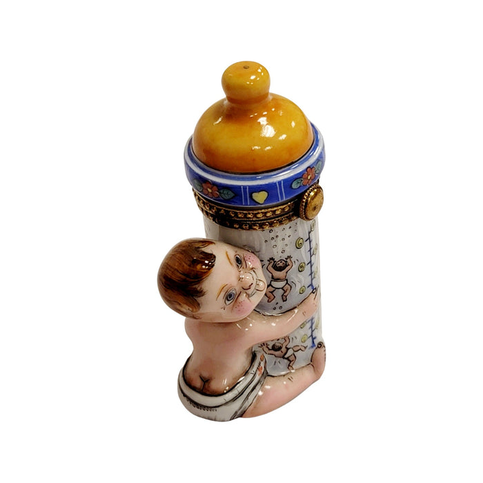 Baby Bottle Limoges Box for New Parents Porcelain Limoges baby figurine maternity French Trinket Box