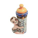 Painted details on the Baby Bottle for New Parents Limoges box, French art in miniature