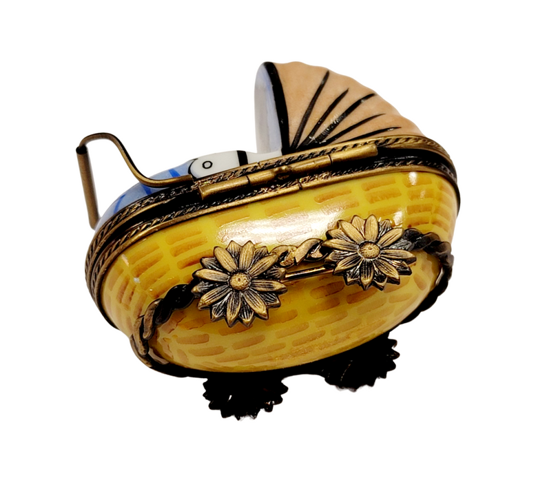 Baby Carriage Limoges Box for New Parents Porcelain Limoges Babies Figurine French Trinket Box