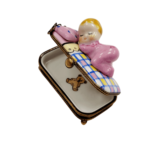 Baby In Pink Bed Sleeping-Babies Figurine-CH1R228