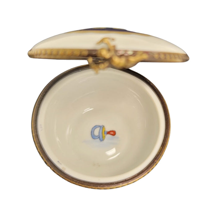 Baby Pram Limoges Box for New Parents Porcelain Limoges baby round French Trinket Box