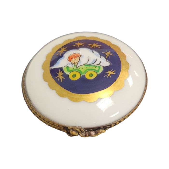 Baby Pram Limoges Box for New Parents Porcelain Limoges baby round French Trinket Box