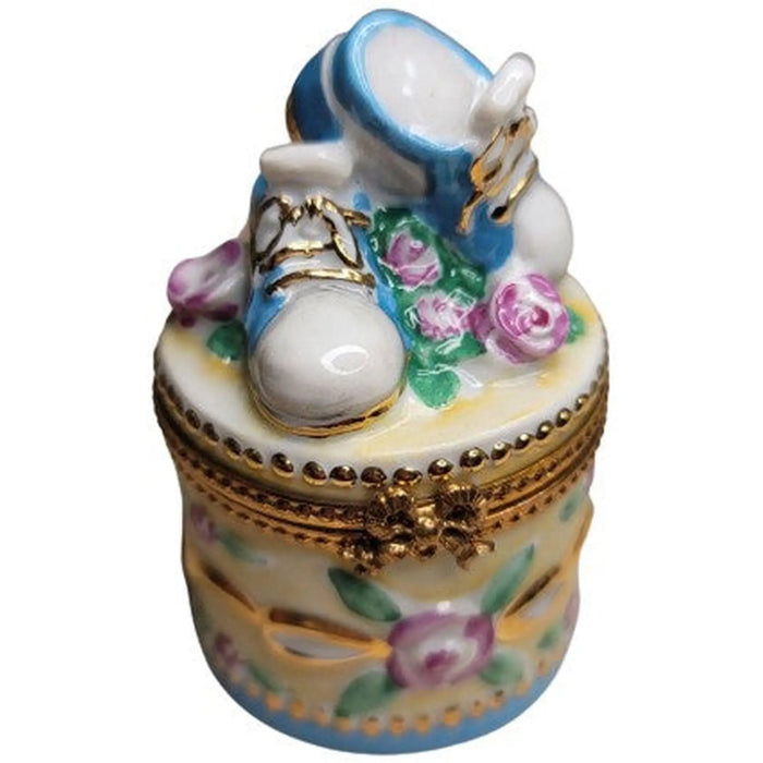 Baby Shoes Keepsake Box for New Parents Porcelain Limoges baby limoges box babies maternity French Trinket Box