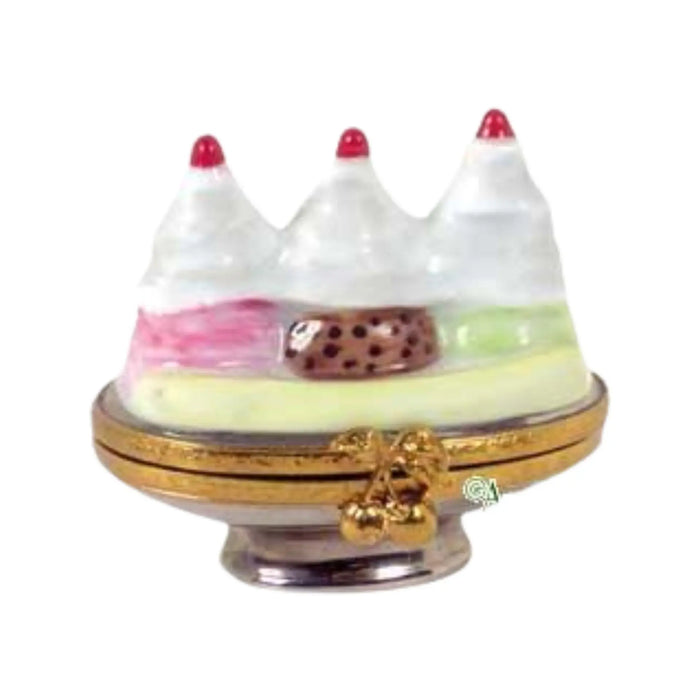 Banana Split Sundae For Collectors Porcelain Limoges Dessert French Trinket Box