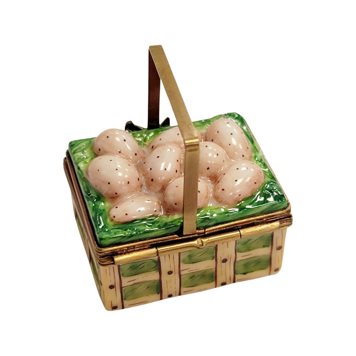 Basket w Eggs Limoges Box Porcelain Figurine-egg LIMOGES BOXES food farm-CH2P267