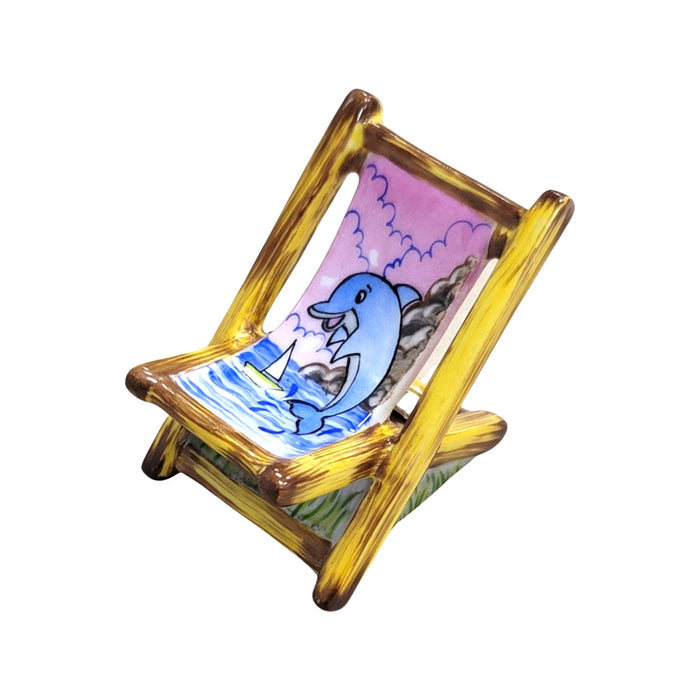 Beach Chair Limoges Box for Home Decor Porcelain Limoges beach ocean travel French Trinket Box