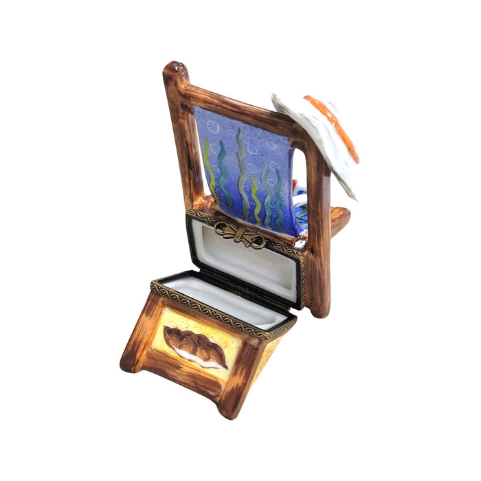 Seahorse Beach Chair Figurine Porcelain Limoges beach ocean French Trinket Box