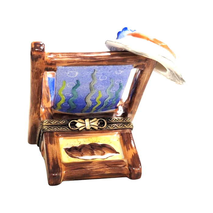 Beach Chair Seahorse Limoges Box Porcelain Figurine-beach ocean-CH9J119