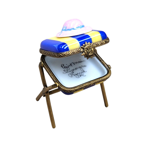 Beach Hat Stool Figurine for Home Decor Porcelain Limoges beach ocean French Trinket Box