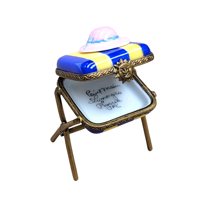 Beach Hat Stool Figurine for Home Decor Porcelain Limoges beach ocean French Trinket Box