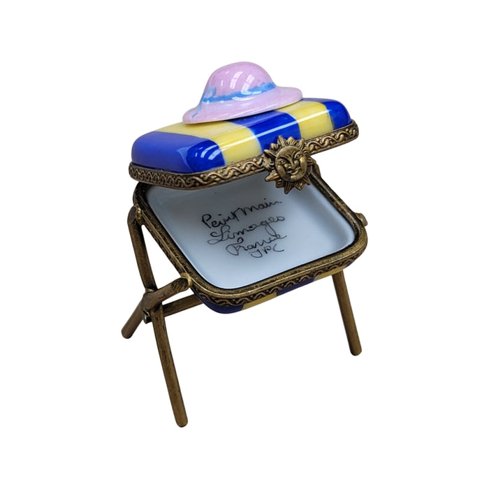 Beach Hat Stool Figurine for Home Decor Porcelain Limoges beach ocean French Trinket Box