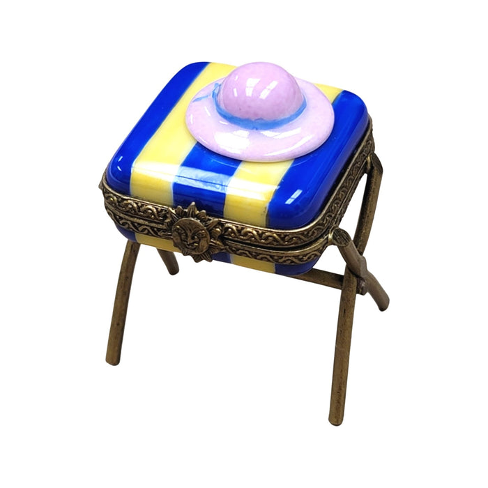 Beach Hat Stool Figurine for Home Decor Porcelain Limoges beach ocean French Trinket Box