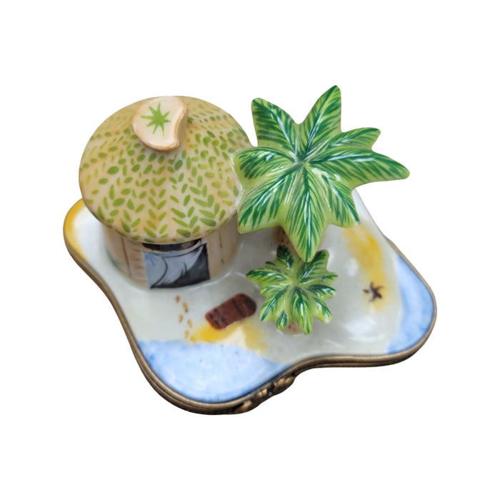 Beach Tiki Hut Limoges Box Porcelain Figurine-LIMOGES BOXES beach travel-CH6D225