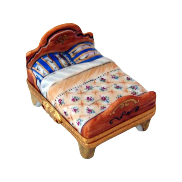 Elegant Bed Limoges Box for Collectors Porcelain Limoges Home Furniture French Trinket Box