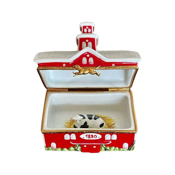 Big Red Barn Limoges Box for Collectors Porcelain Limoges Farm Animals French Trinket Box