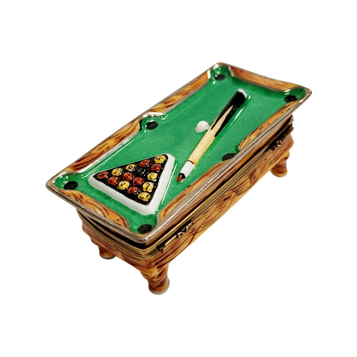 Billiards Pool Table 8 Ball Game Limoges Box Porcelain Figurine-sports games-CH3S171