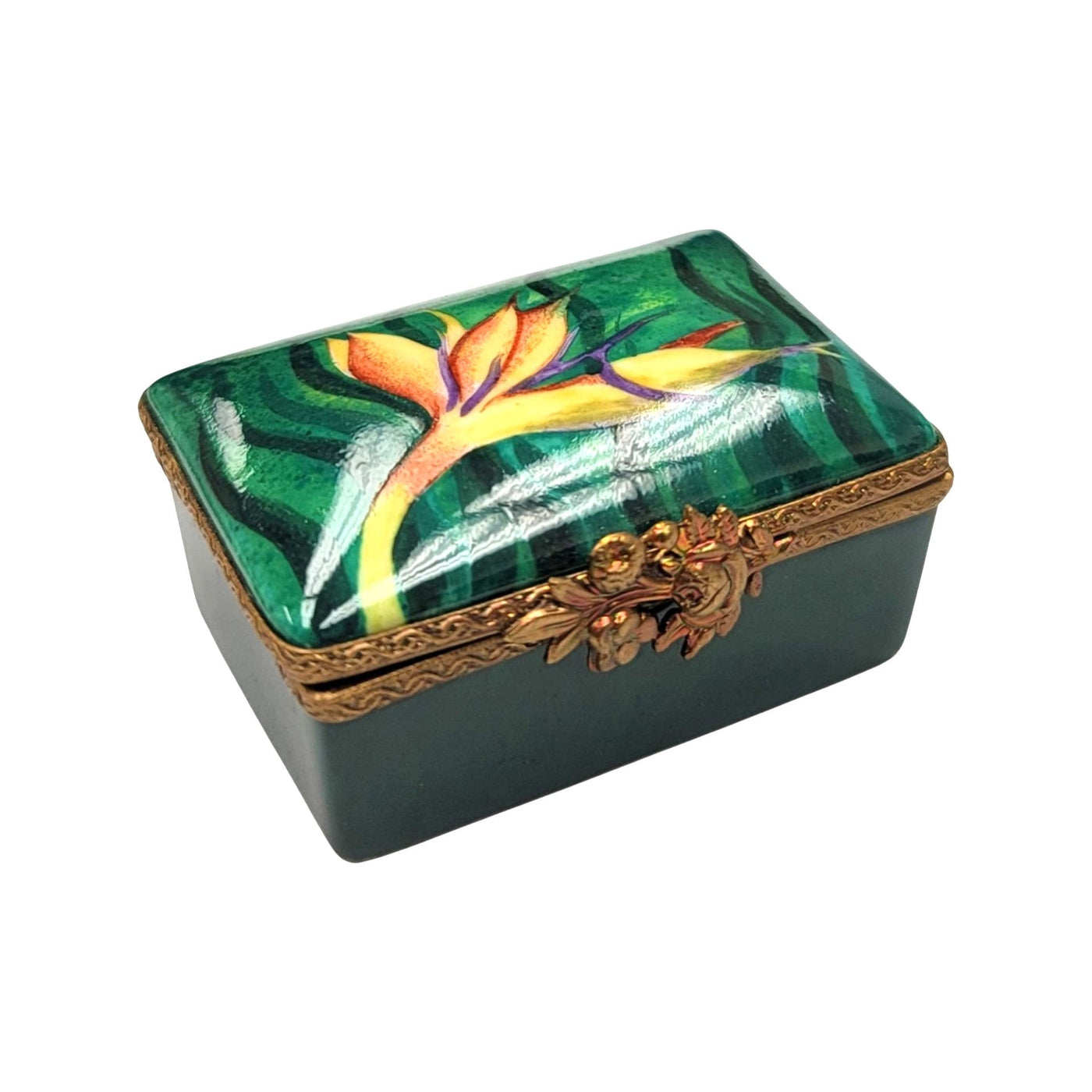 Rectangle Bird of Paradise Limoges Box – Handcrafted French Porcelain